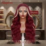 Perruque Body Wave Burgundy 99J Red (Bordeaux )613 Blonde dentelle frontale 13x6 18- 34 pouces