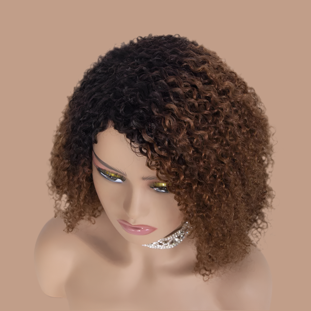 Perruque Afro Kinky Curly 100% naturel brésilien 180% HD  12 pouce couleur 1b 99j 1/30