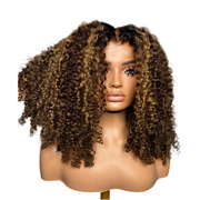 Highlight Ombre Honey Blonde Human Hair Wigs For Women 13x4 Curly Lace Front Wig Human Hair Burmese Curly  Wig Brazilian 250%