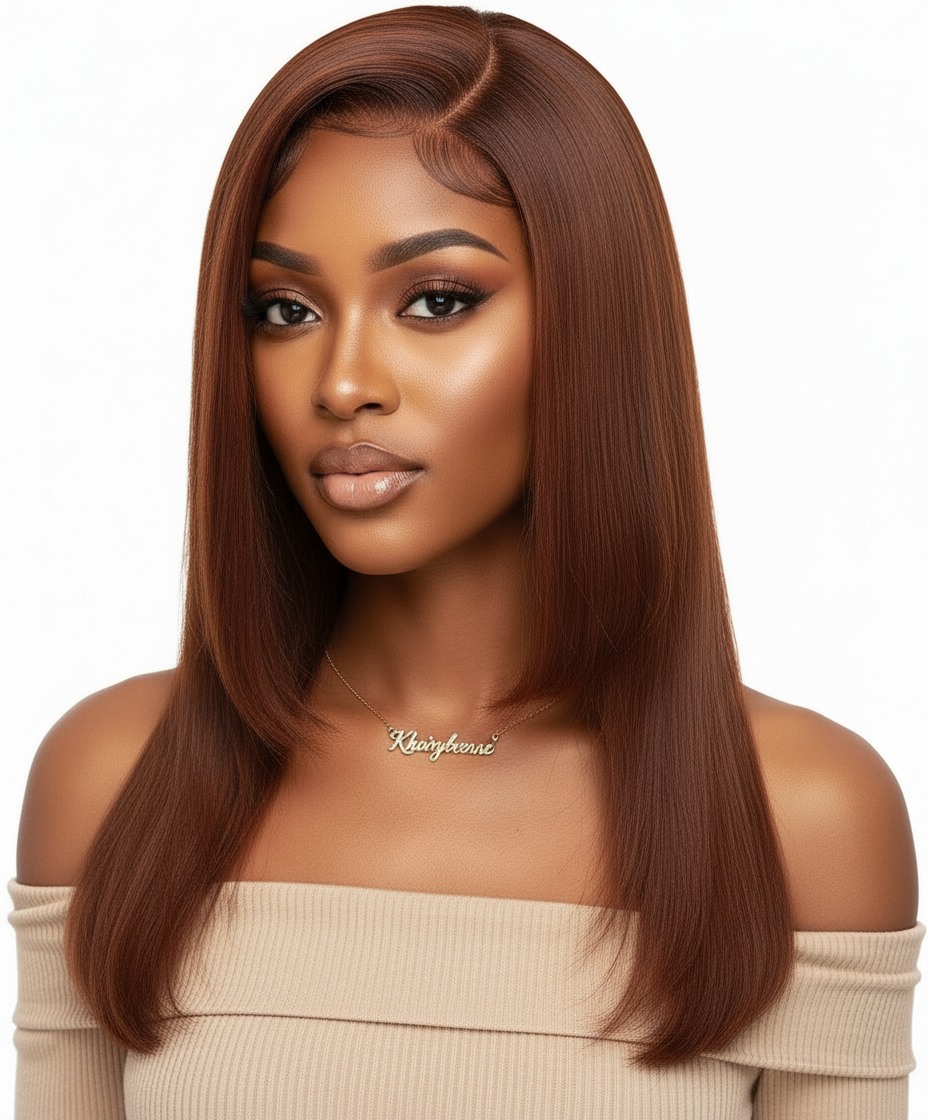 Perruque  Bob cheveux 100% naturel brésilien couleur  4 dentelle frontale 13×4 150% HD 10 au 16 pouces