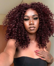 Perruque bouclée Kinky Curly synthétique Women Short Kinky Curly 150%HD 16 pouces