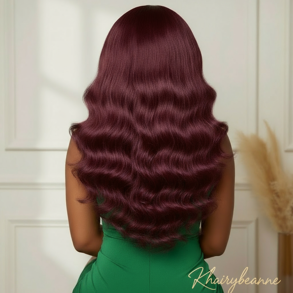 Perruque Body Wave couleur rouge en synthétique