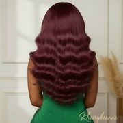 Perruque Body Wave couleur rouge en synthétique