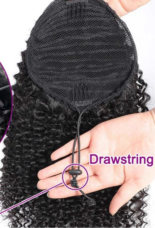 Postiche (Ponytail )cheveux bouclés 100% naturel Malaysien avec cordon de serrage