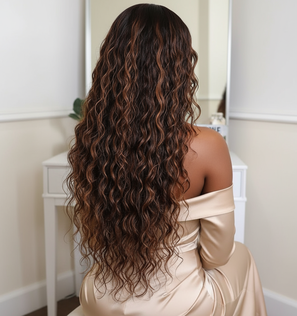 Perruque bouclee couleur  1/30 en synthetique  longueur 26pouces