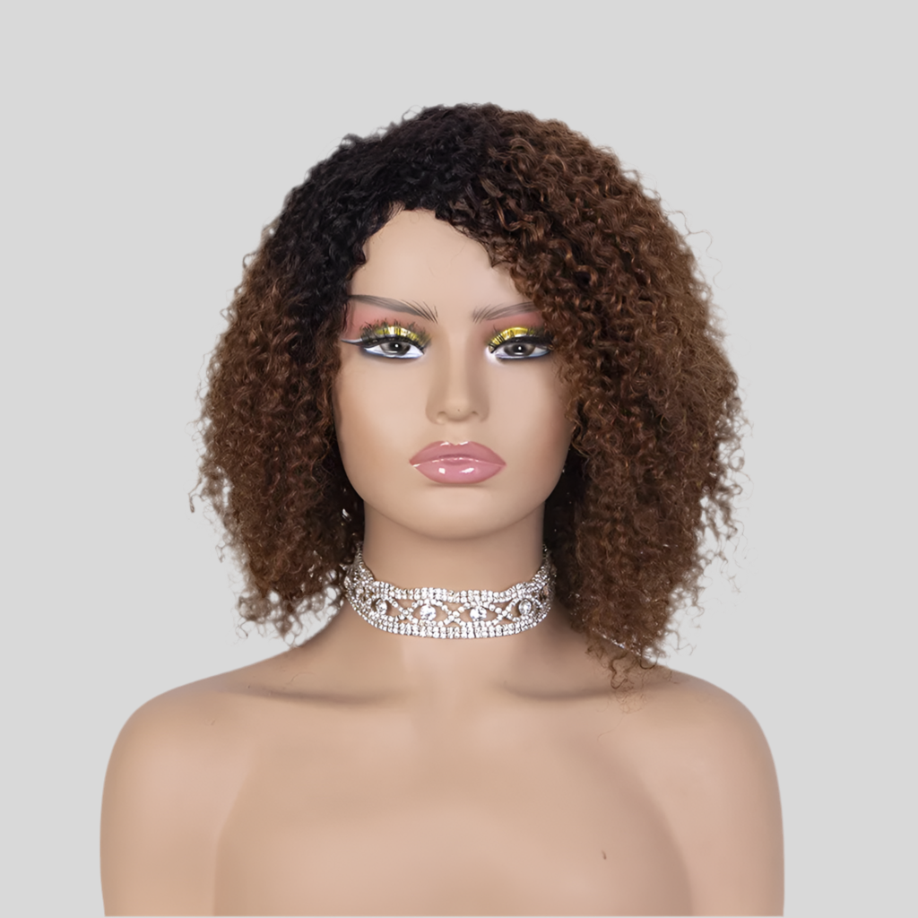 Perruque Afro Kinky Curly 100% naturel brésilien 180% HD  12 pouce couleur 1b 99j 1/30