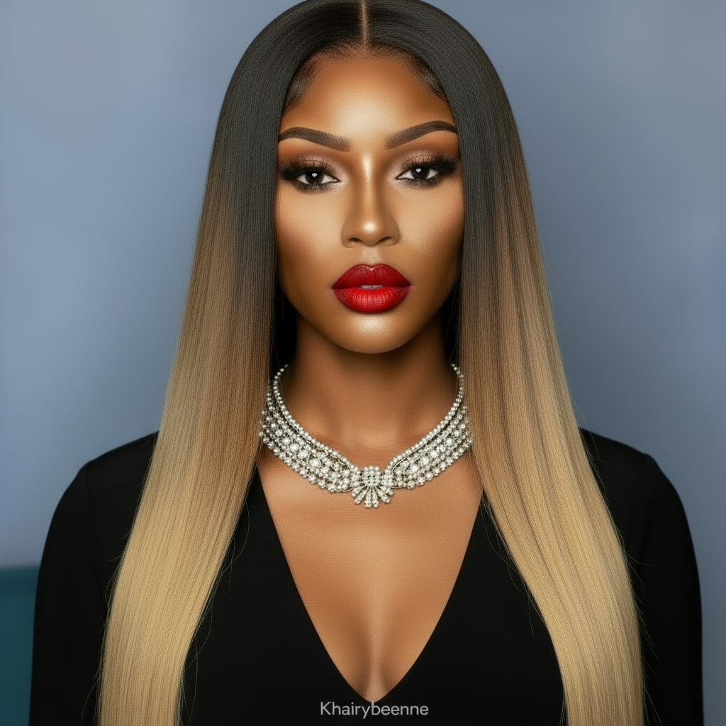 Perruque bob Lisse cheveux 100% naturel brésilien  couleur ombre miel 2/27  et couleur 1b dentelle frontale 13×4 180% HD du 12 au 24 pouces