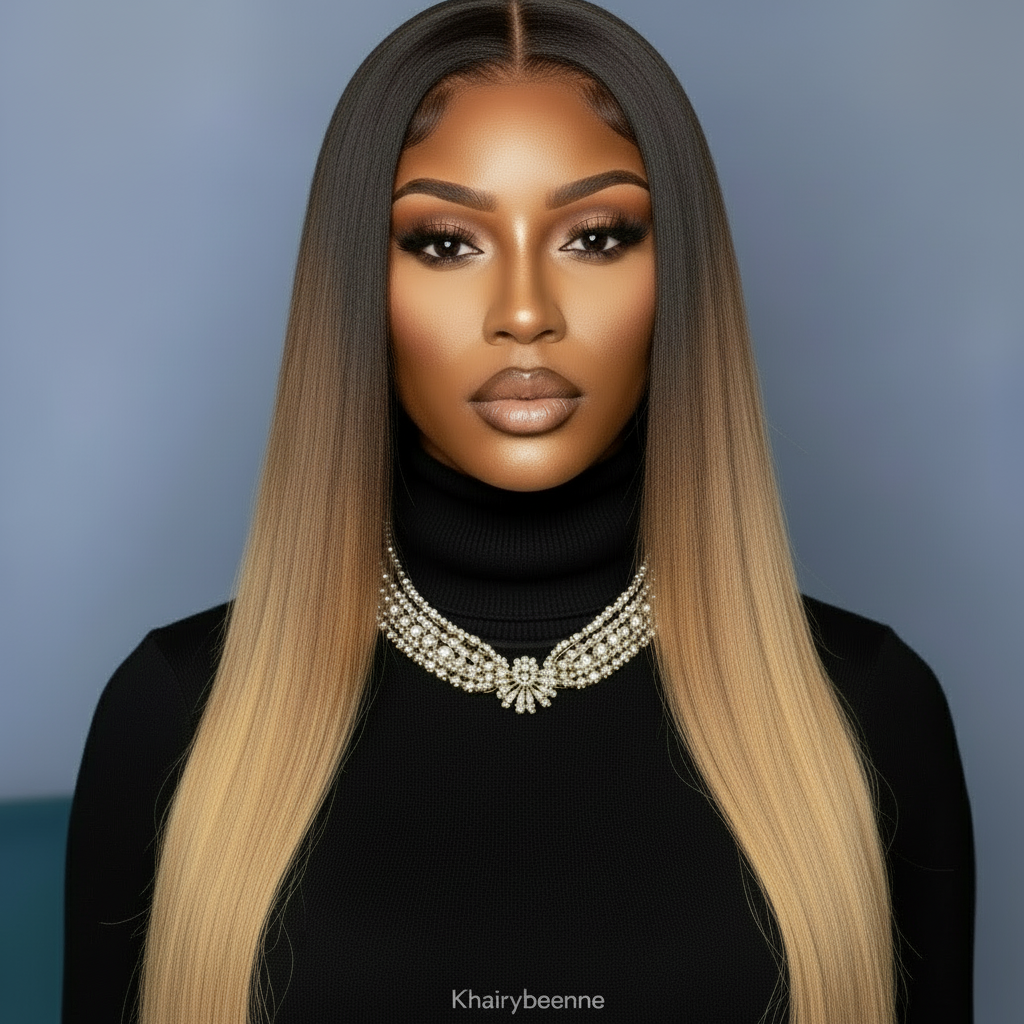 Perruque bob Lisse cheveux 100% naturel brésilien  couleur ombre miel 2/27  et couleur 1b dentelle frontale 13×4 180% HD du 12 au 24 pouces