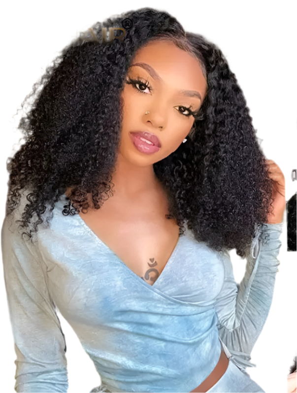 Afro Kinky Curly 100% naturel brésilienne 150%HD et 180%HD dentelle frontale  13*4  et 4*4 HD Transparent 12-28 pouces