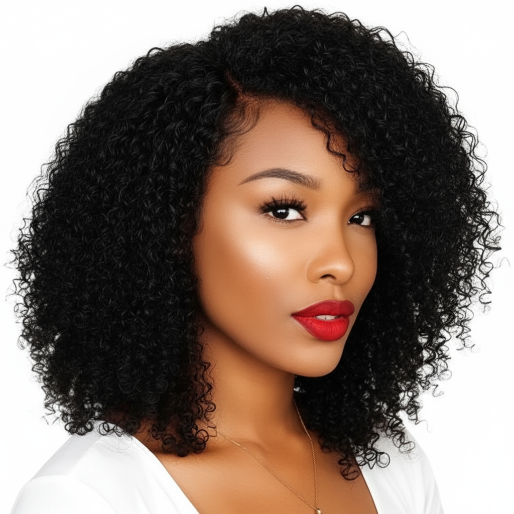 Perruques Bouclées Afro Kinky Courtes pour Femmes - Cheveux Humains Noirs