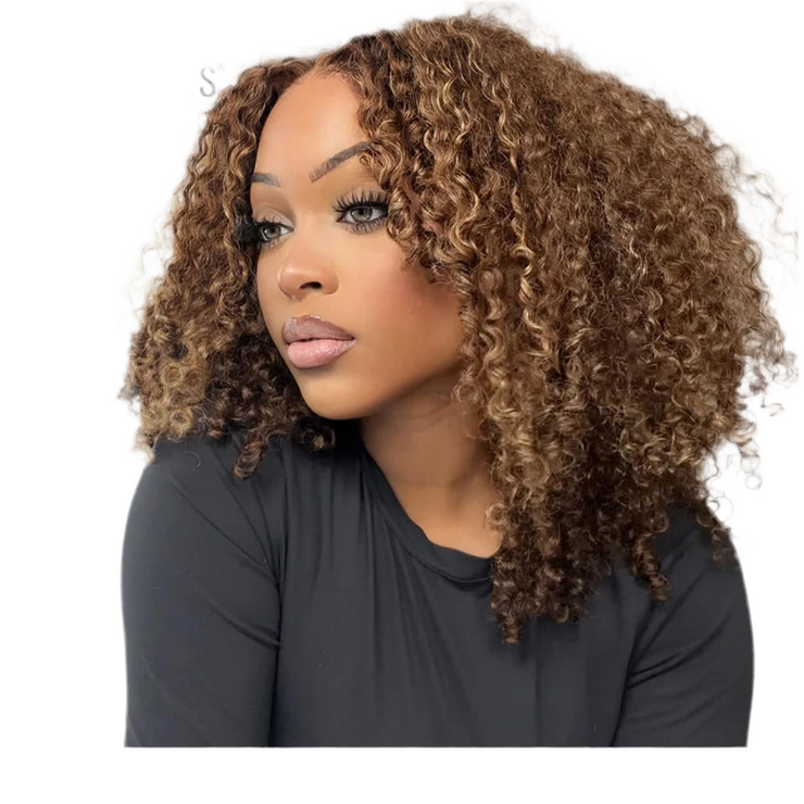 Highlight Ombre Honey Blonde Human Hair Wigs For Women 13x4 Curly Lace Front Wig Human Hair Burmese Curly  Wig Brazilian 250%