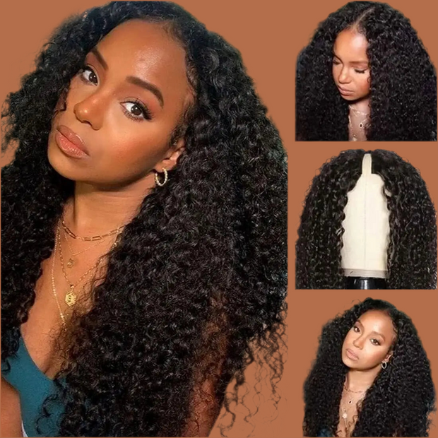 Perruque Kinky Curly cheveux 100% naturels bresiliens U V sans colle