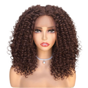 Perruque bouclée Kinky Curly synthétique Women Short Kinky Curly 150%HD 16 pouces