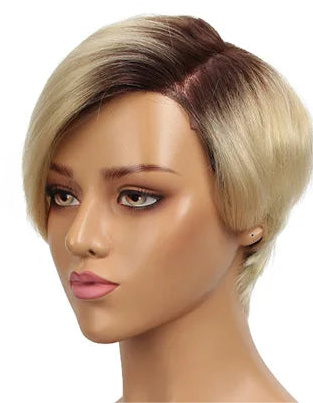 Perruque cheveux lisses Blonde Pixie Cut Bob 100% naturel brésilien
