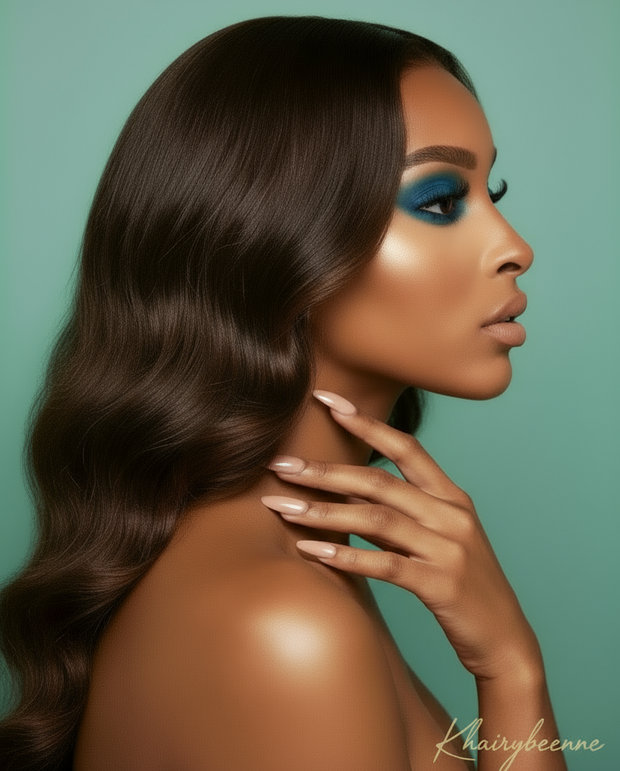 Perruque Body Wave 100% naturelle Brésilienne couleur Chocolat dentelle frontale   13x4 13*6 180% HD 24-36pouces