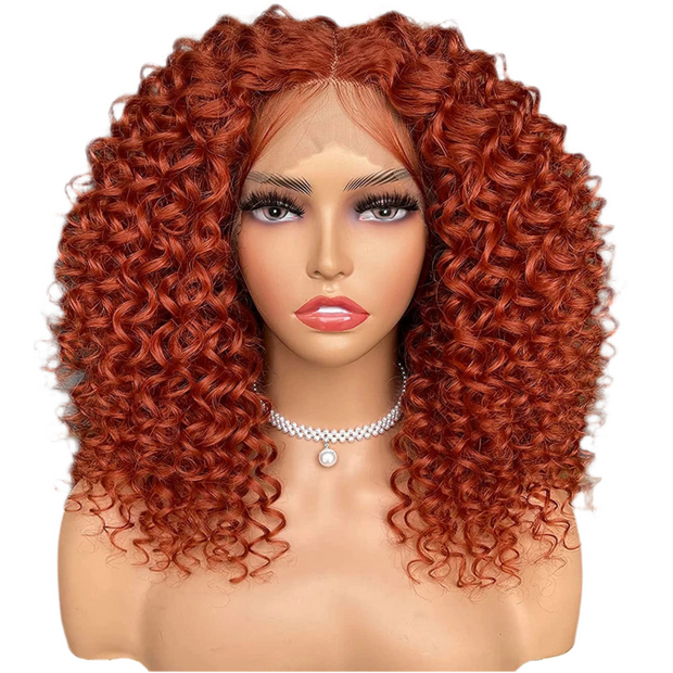 Perruque bouclée Kinky Curly synthétique Women Short Kinky Curly 150%HD 16 pouces