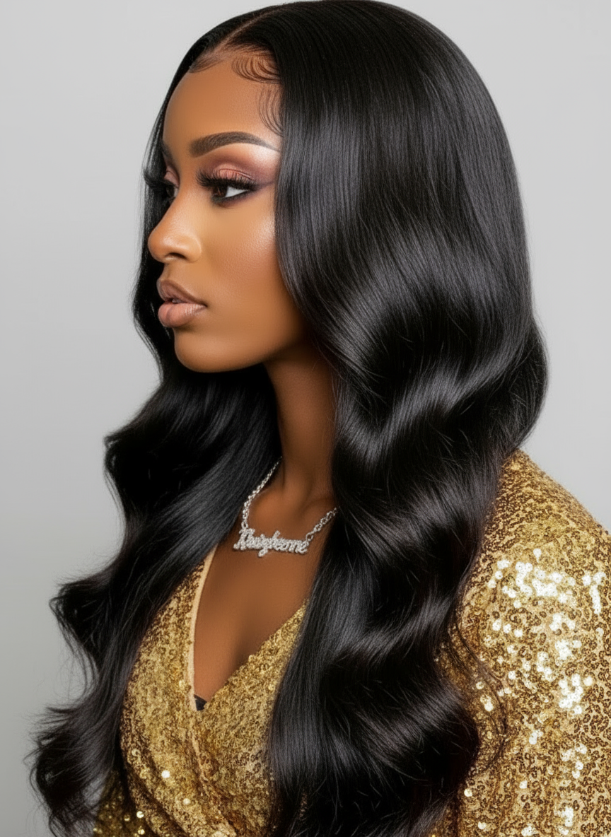 Perruque Body Wave couleur 1b dentelle frontal 13x4Transparent 150% HD 180%HD de 10 à 38 pouces