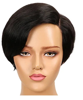 Perruque cheveux lisses Blonde Pixie Cut Bob 100% naturel brésilien