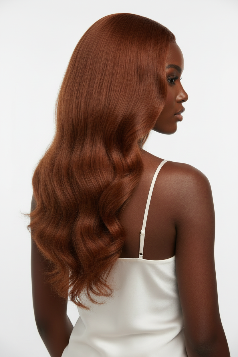 Body Wave couleur brun rougeâtre synthétique 22-26 Pouces