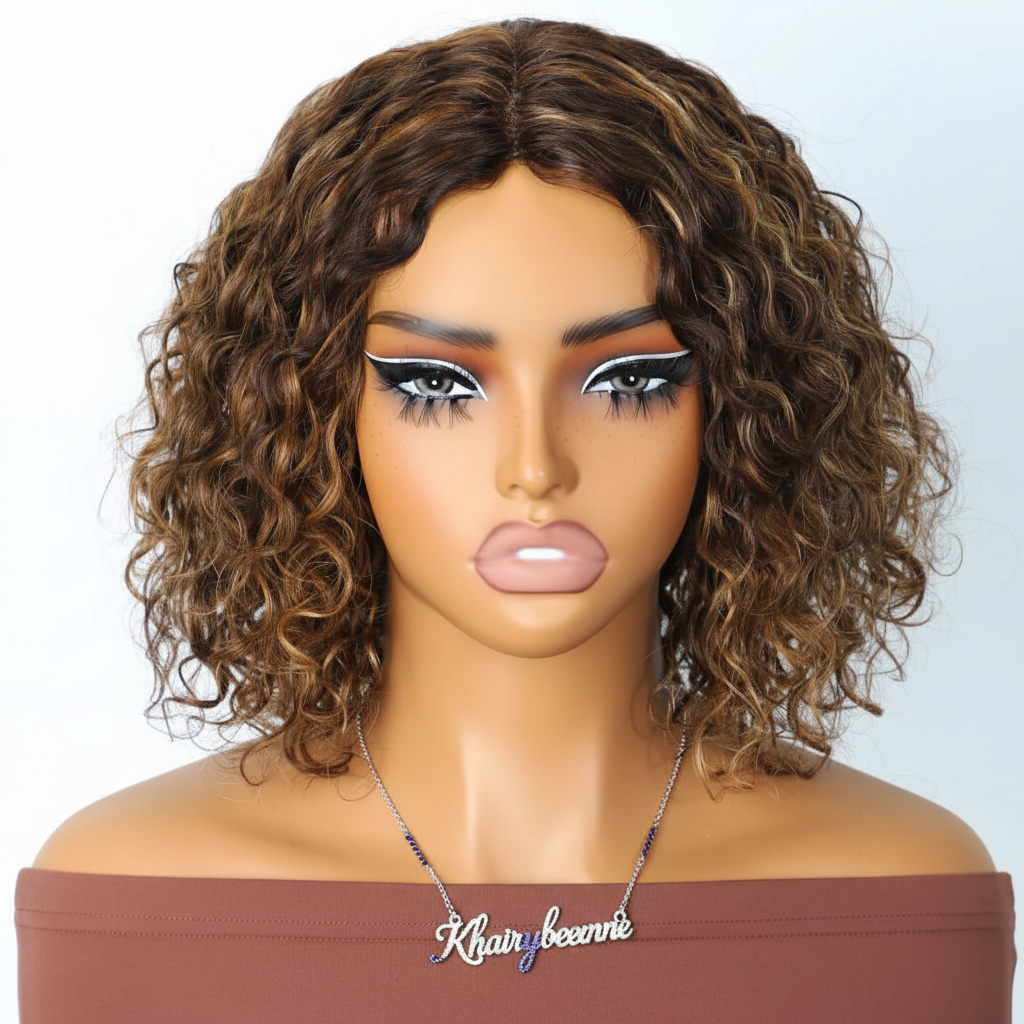 Perruque Bob Afro Kinky Curly — 100% Cheveux Humains Remy | Sans Colle | Gris, 1B, 4/27