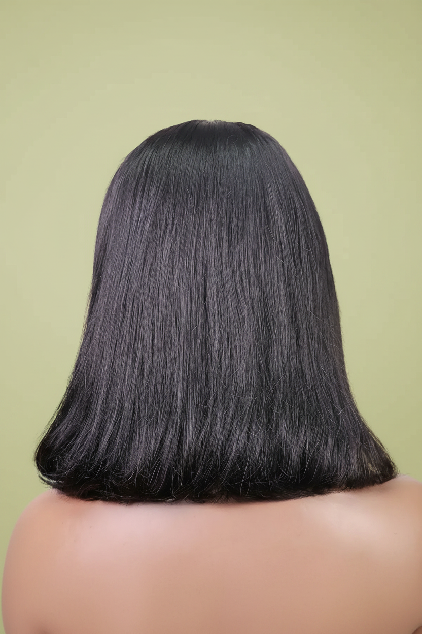 Perruque  Bob cheveux lisse 100% naturel Bresilienne dentelle frontale 13x4 Transparente 180% 210% de densité 10-16 pouces