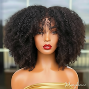 Perruque Afro Kinky Glueless cheveux naturels brésilienne couleur ombre Blonde 4/27 et couleur naturel 180% HD 200%et 250%HD 8-16 pouces