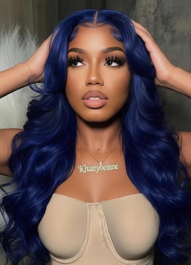 Perruque Body Wave / Lisse cheveux synthétique avec dentelle frontale  18 -26 pouces