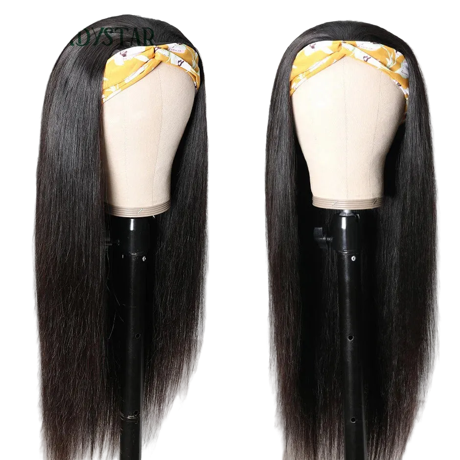 Perruque bandeau Lisse Rémy  100% brésilienne couleur naturelle 16-32 pouces 150% densité