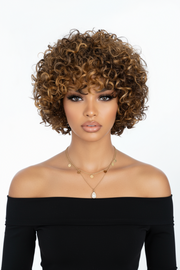 Perruque courte bouclée cheveux naturels P4/27/30  Glueless 180%HD