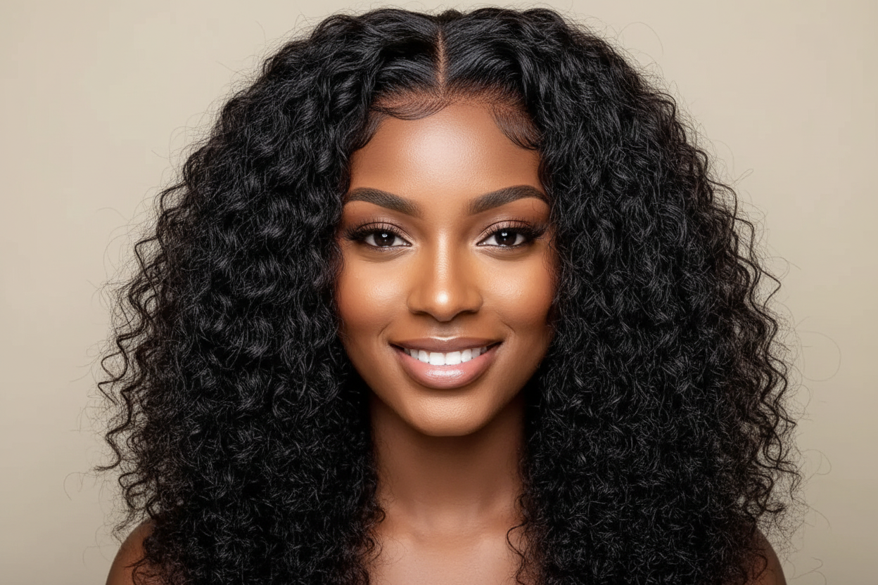 Perruque Kinky Curly 100% brésilienne Glueless lace frontale 4*4  13*6 13*4 250 %Densité Glueless Pre plume 10-16 pouces