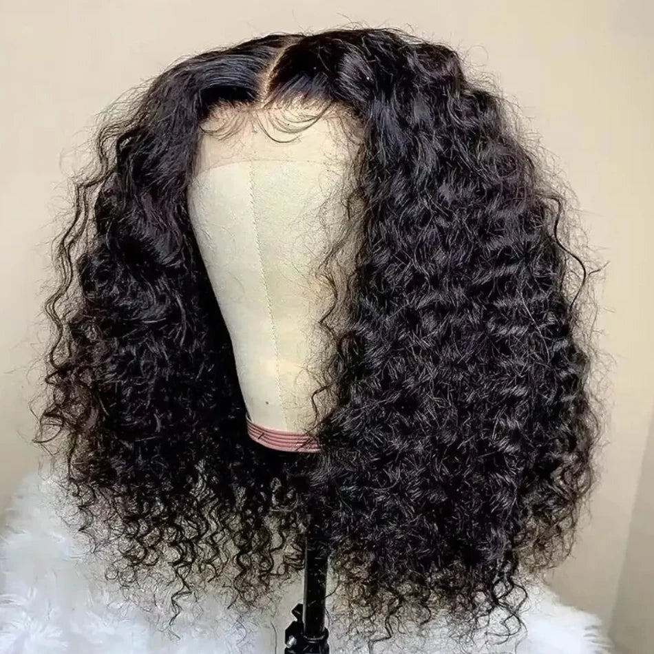 Perruque Kinky Curly 100% brésilienne Glueless lace frontale 4*4  13*6 13*4 250 %Densité Glueless Pre plume 10-16 pouces