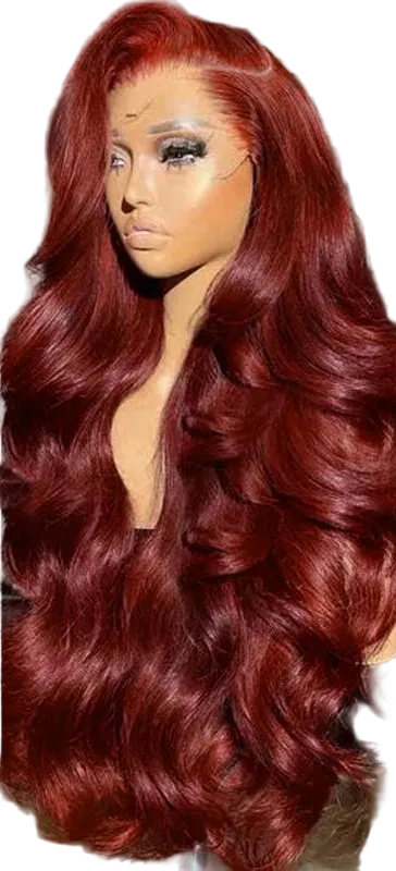 Body Wave 100% brésilienne couleur #33 brun rouge dentelle frontale 13x6  180% ou 200%Densité 18-36 Pouces