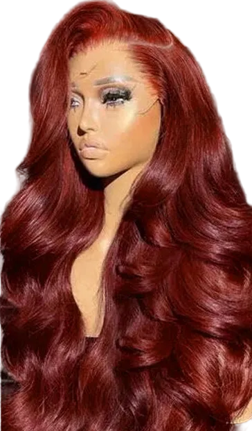 Body Wave 100% brésilienne couleur #33 brun rouge dentelle frontale 13x6  180% ou 200%Densité 18-36 Pouces