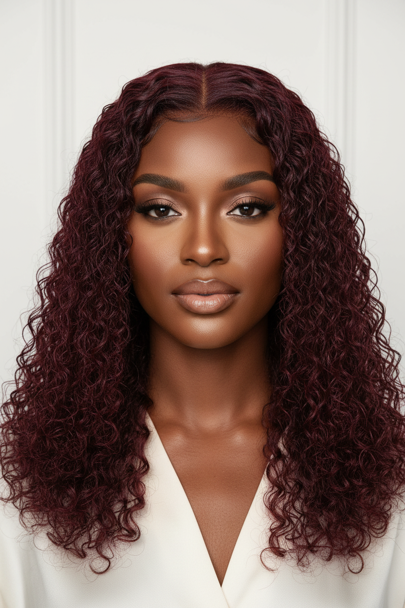 Perruque Water Wave 100% naturel Bresilienne couleur 4 marron burgundy 350 orange  4/27 blond miel  noir blond 613 250% Densité 20pouces  13x4 dentelle frontale Transparente