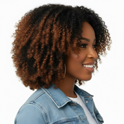 Perruque  courte bouclée synthétique couleur Black Brown